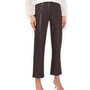 Halogen Brown Straight Leg Faux Leather Pants